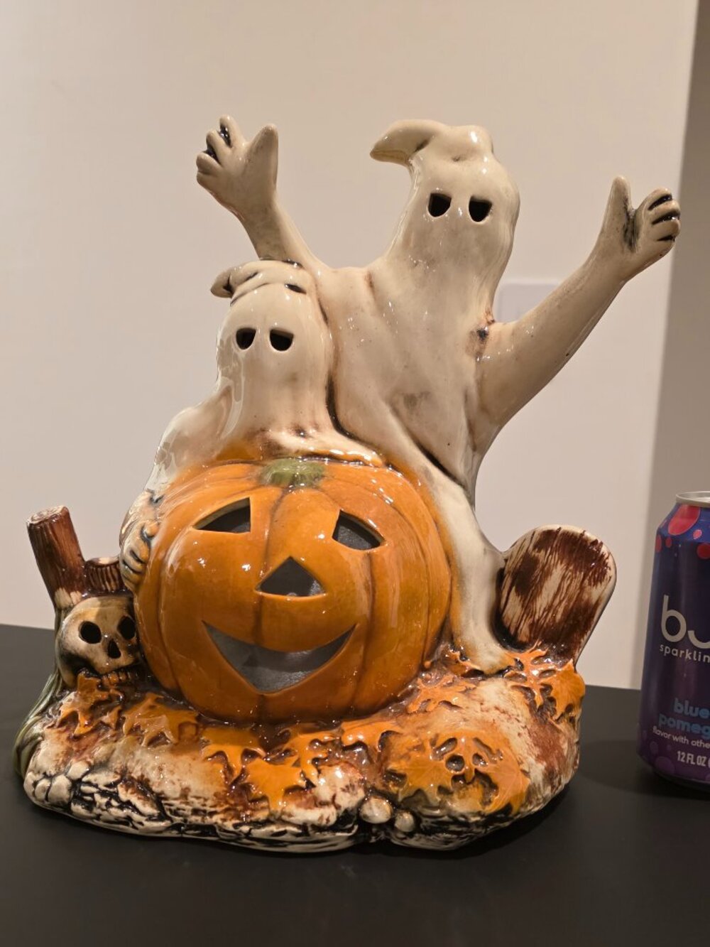 Vintage 1970's Ceramic Ghosts In A Pumpkin Patch One of A Kind Hand Made Ceramic